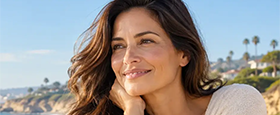Woman looking over beach