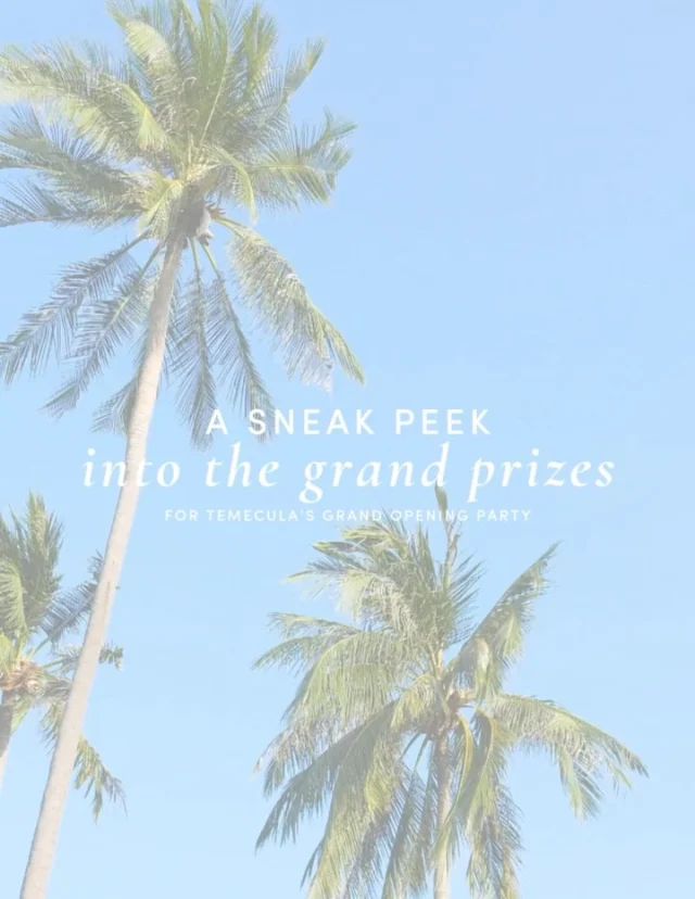 We’re just one week away from our Grand Opening party in Temecula—happening Saturday, 7/19 from 12–3 PM! 🎉

Check out the incredible grand prizes we’ll be raffling off! We’re so thankful to all of our amazing partners who helped bring this special event to life. 💛