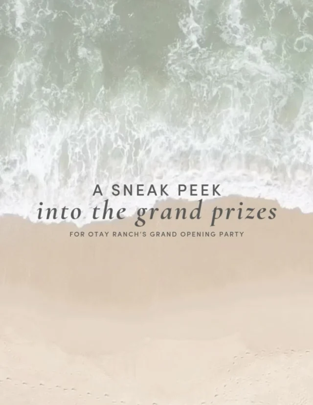 We are so excited for our Grand Opening party in Otay Ranch—happening Saturday, 10/11 from 1–3 PM! 🎉
 
Check out the incredible grand prizes we’ll be raffling off! We’re so thankful to all of our amazing partners who helped bring this special event to life. 💛