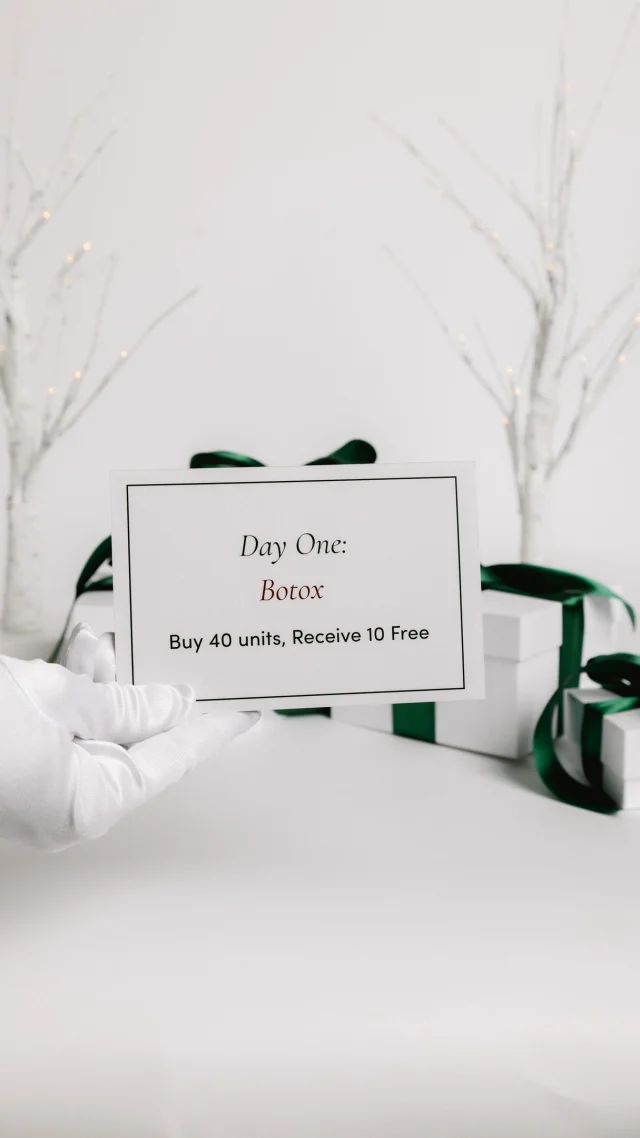 Day 1 of Beauty: Botox⁠
⁠
The countdown begins! 🎁⁠
⁠
Kick off our 12 Days of Beauty with smooth, glowing skin — buy 40 units of Botox and get 10 free!⁠
⁠
It’s the perfect pre-holiday refresh that’ll have you photo-ready for every celebration.⁠
⁠
*Free units must be used in the same appointment as the 40 units (total of 50 units required). Complimentary units cannot be banked or split across visits. Offer valid only on Botox brand. Appointment must be booked by 12/31/25. Treatment must be completed by 1/31/26. Offer not applicable to National Trainers. Cannot be applied with additional discounts. *